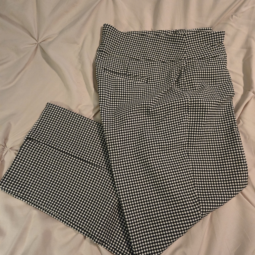 Croft & Barrow Black and White Houndstooth Crop Pants 6 NWOT